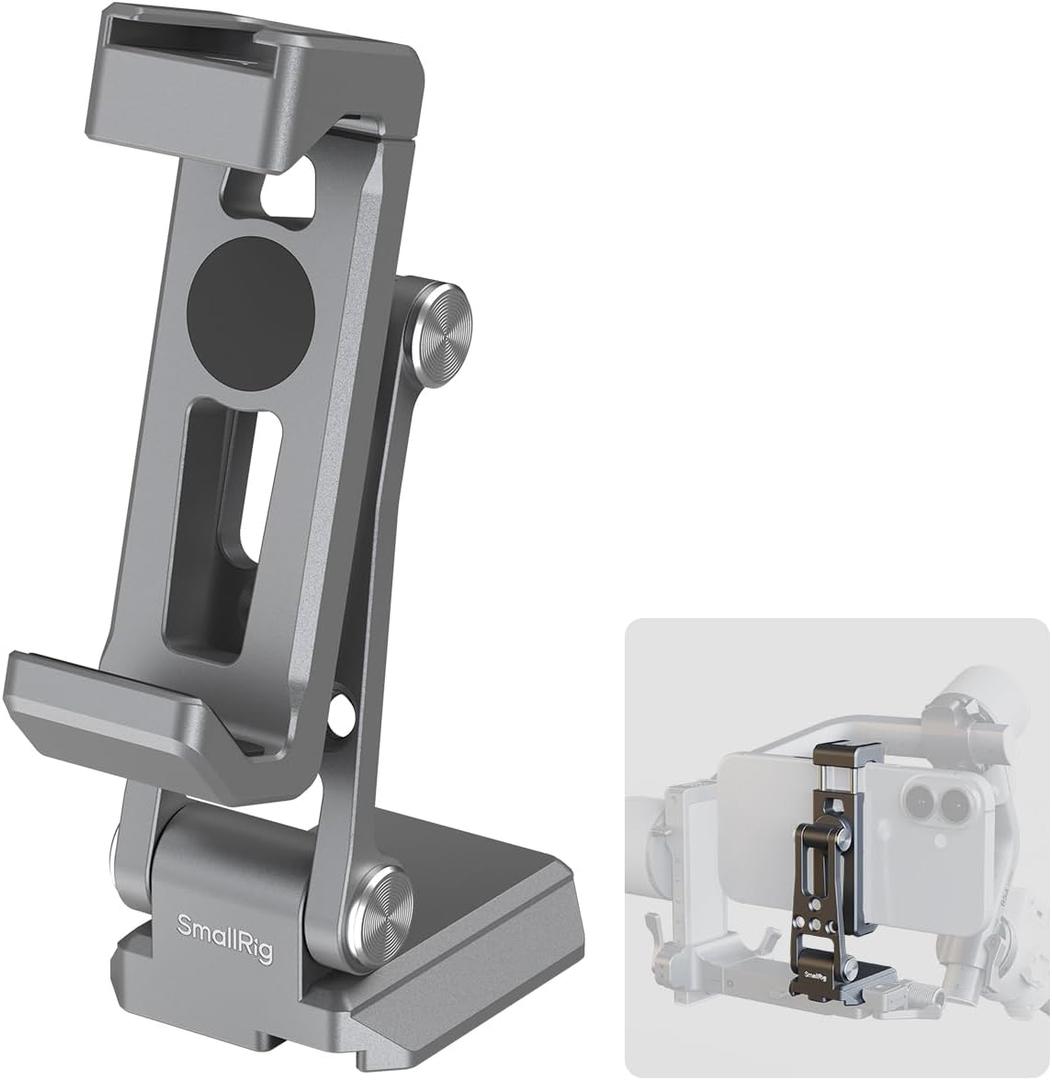 SMALLRIG Metal Phone Mount with Baseplate for Arca-Swiss,Compatible for DJI RS 4 Mini & RS 3 Mini, Phone Mount Adapter Support Free Adjustment Joints, Phone Tripod Mount for iPhone 17/16/15-5338
