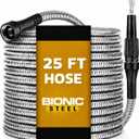 Bionic Steel 25 Ft Metal Garden Hose with Nozzle, 25Ft x 5/8 In. Premium 304 Stainless Steel Metal Water Hose, Flexible Non Kinking, Lightweight, Heavy Duty, for Yard, Outdoor