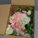 WELL KNOWN Artificial Flowers in Vase, Fake Silk Peony Tulip Hydrangea Pink & White Flower Bouquet Arrangement with Faux Water Centerpieces for Home Wedding Dining Table Party Decor & Gift for Women