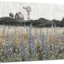 Large Canvas Wall Art for Living Room Rustic Countryside Scenery Vintage Farmhouse Print Painting Nature Wilderness Landscape Wildflower Field Meadow Picture Classical Framed Artwork 30x60inch (Farmhouse Wall Art)