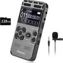 136GB Digital Voice Recorder with Playback, 1536Kbps Dual Microphone Stereo Audio Activated Recorder, Ponovo Ultra-Slim Mini Recording Device with Noise Reduction for Lectures, Interviews, Meetings