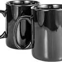 30oz Super Large Ceramic Coffee Mugs Large Handles Set of 2 (black)