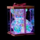 LED Teddy Bear Night Light, Holographic Iridescent Design, Nursery Decor Display Box with Ribbon (Bear, Small)