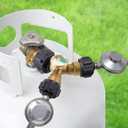 Propane Tank Splitter with Gauge 2 Way, Y Splitter Adapter with Shut Off Valve, Propane Hose Splitter Tee Connector Adapter Universal for BBQ Gas Grill, Griddle, Camp Stove, Gas Pizza Oven