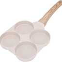 Fried Egg Pan, Egg Frying Pan 4 Cups Egg Poacher Pan Nonstick Mini Pancake Pan Burger Maker for Breakfast, Aluminum Alloy (White)