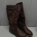 DREAM PAIRS Women's Knee High Boots Comfortable Riding Boots Side Zipper Fall Boots with Buckle, Size 8.5, Brown, DEER