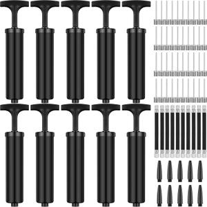 Reginary 10 Pcs Ball Pump for Sports Balls Pump with Needle and Extension Hose Bulk for Basketball Football Soccer Volleyball (Black)