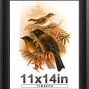 11x14 Picture Frame Black with Black Back Board, Curved Extra Wide Edges, Wooden Vintage Style Picture Frame 11x14 inches for Wall Decor