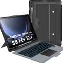 Nillkin for Samsung Galaxy Tab S9 FE Plus Case with Detachable Keyboard, Multi-Touch Trackpad, 7-Color Backlit, S Pen Holder, Rugged Keyboard Case with Camera Cover for Samsung Tablet S9 FE+ 12.4"