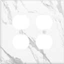 White Vein Marble Abstract Luxury Minimalism Outlet Covers 2 Gang Double Duplex Decorative Light Switch Covers Electrical Wallplates Socket Faceplate for Bathroom Kitchen Decor