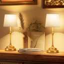 VOLISUN Cordless Table Lamp, 2 Pack 5200mAh Battery Operated Lamp, Touch Dimmable Wireless Lamp Bedside Light for Bedroom, Living Room, Dining Room (Gold)