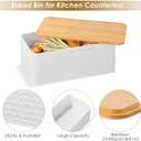 Phyllia Bread Box, Metal Bread Storage Container with Bamboo Lid Usable as Cutting Board, Breadbox Holder for Kitchen Countertop, 13 x 7 x 5.3 inch (White)