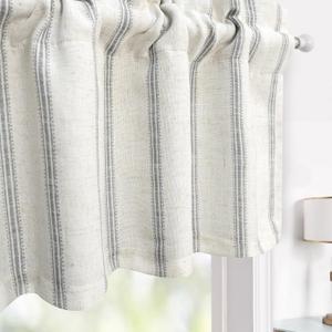 DriftAway Farmhouse Linen Lined Valance Double Layer Thermal Insulated Room Darkening Blackout Window Valances 3 Inch Rod Pocket Vertical Striped Kitchen Valance for Bathroom Single 52 x 14 Inch Gray