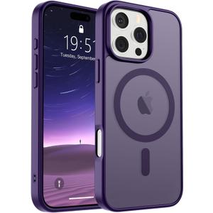 SUPFINE Magnetic for iPhone 16 Pro Max Case(Compatible with MagSafe)(Military Grade Drop Protection) Slim Translucent Matte Shockproof with Anti-Fingerprint Phone Case,Dark Purple