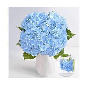 MARTINE MALL 4Pcs 21in Hydrangea Artificial Flowers, Latex Real Touch Hydrangeas Lifelike Large Hydrangea Flowers for Home Decor Party Arrangements Wedding Bouquets Centerpieces (Blue)