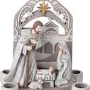 Nativity Advent Decorations Advent Candle Holder Holy Family Nativity Scene with Arch Candle Holder Religious Decors for Christmas Supplies(Solid Color)