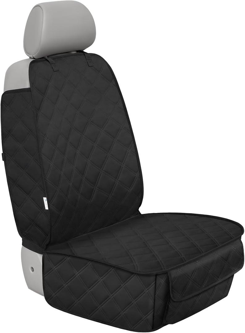 ALLANSING Front Seat Cover for Dogs with Side Flaps, Heavy Duty 900D Waterproof Car Seat Cover, Protects from Dirt & Scratches, for Pets & Daily Use, Fits Cars SUV Trucks Minivans (1-Pack) (Black)