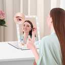 Rechargeable LED Lighted Makeup Mirror with 10X Magnification, Touch Screen Dimming, 3 Color Lighting Modes, and Foldable Stand - Perfect for Travel, Home, and Professional Use