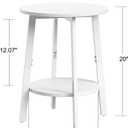 sthmec Side Table Set of 2, Small Round End Table with Storage Shelf for Small Space, 2-Tier Bedside Table Sofa Couch Table, Round Nightstands Set 2 Accent Table for Living Room, Bedroom, White