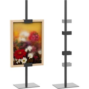1PCS Tabletop Picture Frame Stand, Heavy Metal Base Adjustable Size Table Easels for Display, Picture Frame Holder Art Display Stand for Signs, Canvas (Black)