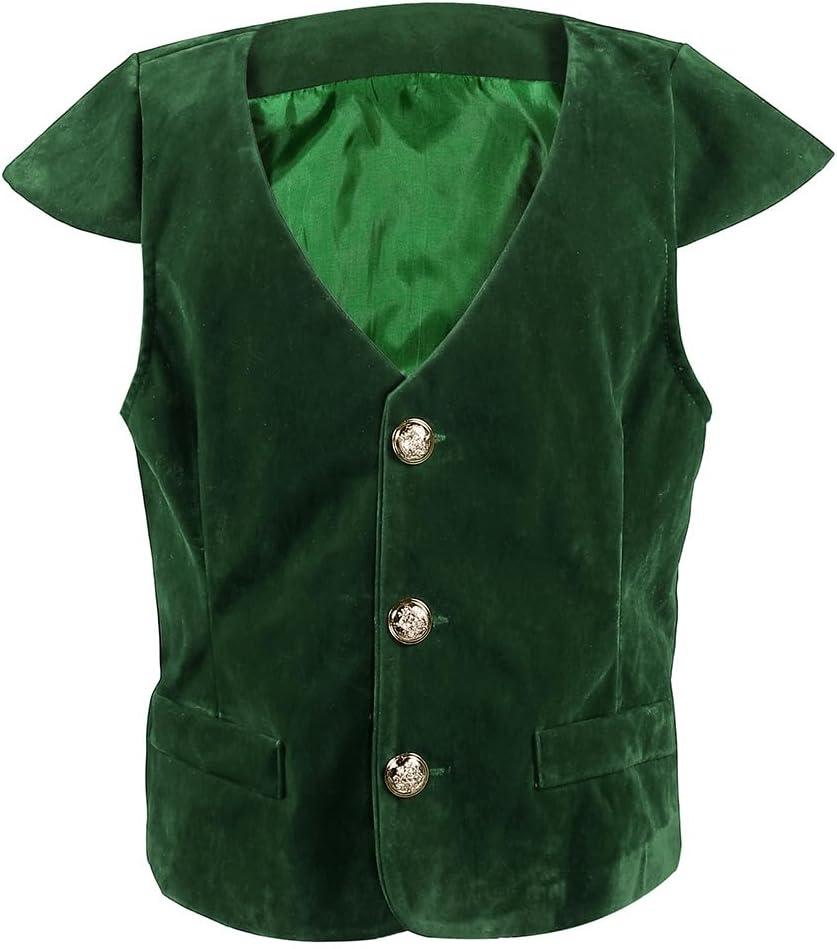 GRAJTCIN Boys Medieval Renaissance Vest Costume Pirate Costume Kids Halloween Gothic Viking Steampunk Waistcoat (2-4Y, Green)