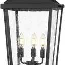 zeyu Large Outdoor Lamp Post, 26'' 3-Light Post Light Fixture for Garage Courtyard, Waterproof Aluminum with Seeded Glass Shade, Black Finish, ZW105P-L BK