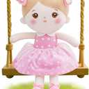 OUOZZZ 12.6" Soft Baby Doll Toys for 1 + Year Old Girl Gifts, Birthday Gifts for 1 Year Old Girl Valentine Plush Toys Gift for Toddler Kids Pink Dress