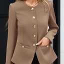 PRETTYGARDEN Women's 2026 Fall Blazers Button Down Fitted Lightweight Dressy Work Suit Jackets Trendy Business Casual Outfits (Khaki,Small) (Beige, S)