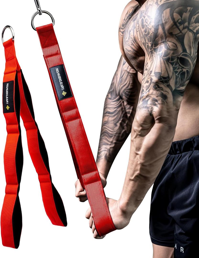 MANUEKLEAR Tricep Rope Cable Attachment Handles, Greater Range of Motion, Tricep Pull Down Rope for Push Downs, Crunches, Facepulls for Professional Gym (Red)