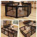 Extra Wide Baby Gate Playpen with Heat-Resistant Mesh,8 Panel Foldable Baby Fence,Indoor/Outdoor Safety Barrier,Dog Playpen & Fireplace Gate, Black, 220 Inch