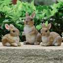 Bunny Decor Yard Decorations Outdoor, Set of 3 Resin Garden Statues Rabbit Figurines Yard animals statue, Bunny Statue for Home Garden Decor Easter Decorations