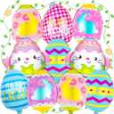 2 x Happy Easter Balloons, Easter Egg Balloons and Bunny Balloon, Colorful Easter Party Decorations (Easter Egg)
