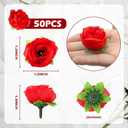 50pcs Artificial Roses Fake Roses 1.6" Flowers Bulk for Decoration, Red Mini Small Real Looking for Wedding Bouquets Bridal Shower Centerpieces Party Table Decoration