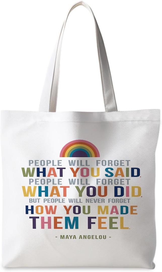 Motivational Canvas Tote Bag,Positive Affirmation Gifts for Women Men Reusable Grocery Shopping Tote Bag Purse