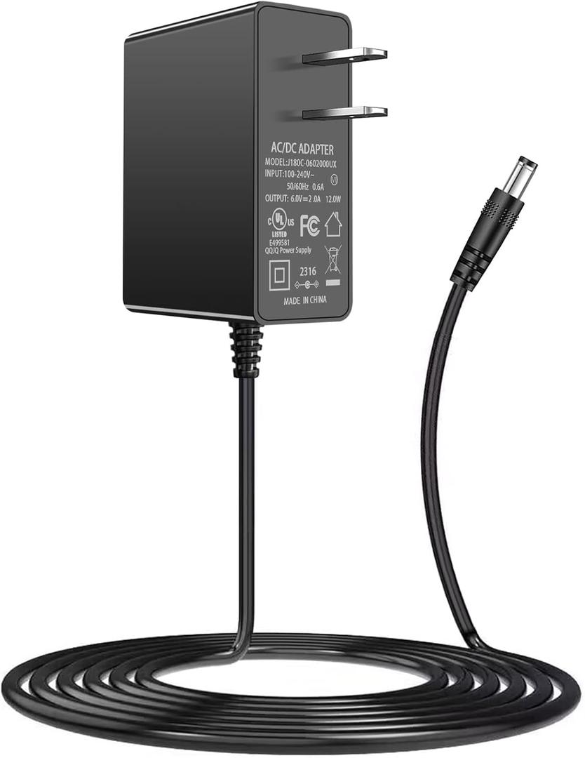 Power Supply Cord for ProForm Elliptical, 6V 2A Charger for 850 510E 480 490 500 600 LE, 390 395 475 510 EX, 400 700, for Nordictrack GX 2.7 Act Cardio Cross Trainer Elliptical Bike.