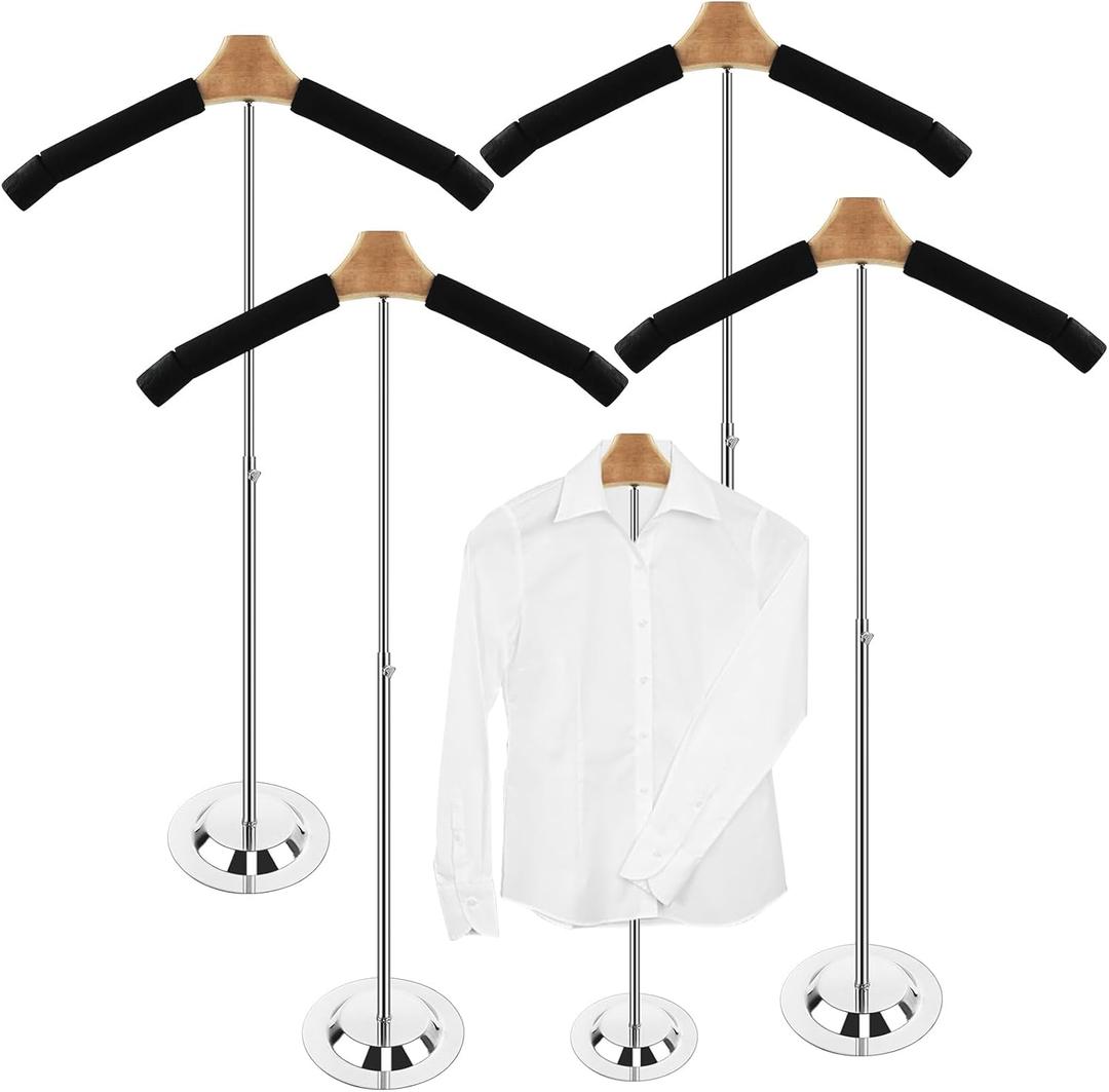 4 Pack Adjustable T Shirt Display Flexible Shoulder StandPortable T Shirt Display Stand for Clothing Garment Coat Retail VendorShirt RackMetal Clothing Display Rack,17.3 x 31.3 Inch