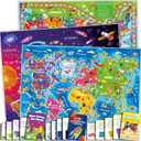 QUOKKA 3X Set Learning Board Games for Kids 6-8 - Educational Trivia Cards Ages 8-12 - Travel United States - World Map - Explore Outer Space - Gift for Children and Teens 4-8 - Floor Puzzles