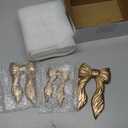 Honeydak 3 Pcs Gold Resin Bow Knot Wall Hanging Decoration Vintage Art Bow Ornament Golden Bowknot Wall Craft Sculpture for Photo Frame Wedding Bedroom Living Room Kitchen Bathroom