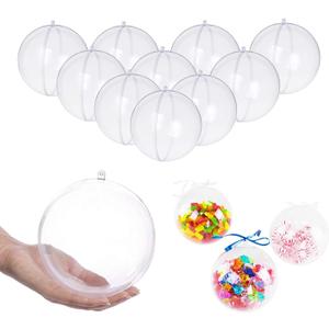 3.94"/100mm Clear Plastic Fillable Christmas DIY Craft Ball Ornament-Pack of 10