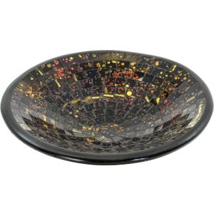 Red Co. Glass Mosaic Ceramic Decorative Accent and Centerpiece Bowl - Round 11 inches (C26 Ebony Umber)