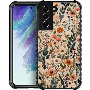 for Samsung Galaxy S21 Case,Soft Silicone Shockproof Bumper Camera Protection Phone Case-Dark Embroidery Flower