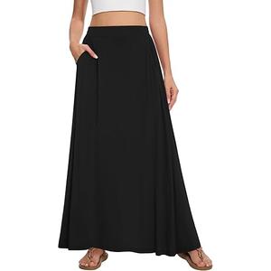 Womens Maxi A-line Long Skirt Casual 2025 Elastic High Waist Flowy Skirts with Pockets (3XL)