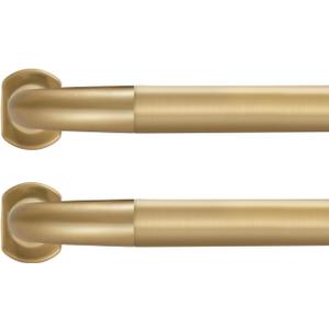 2 Pack 1Inch Diameter Wrap Around Curtain Rods, 48-84Inch Adjustable Length Room Darking Curtain Rods with Aluminum Finials and Brackets, Warm Gold