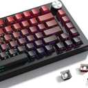 Gradient Side Print Keycaps Red, Double Shot PBT Keycaps 75 Percent,Cherry Profile Shine Through Key Caps, Minimalist Style Custom Keycap Set for Mechanical Keyboards