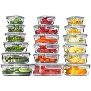 Vtopmart 18Pack Glass Food Storage Containers with Lids, Meal Prep Containers, Airtight Lunch Containers with Leak Proof Locking Lids for Microwave, Oven, Freezer, Dishwasher