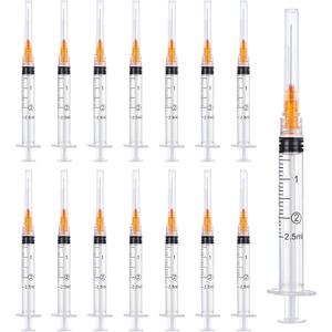100 Pack 2.5ml/cc Lab Syringes Luer Lock with 25Ga 1 Inch(25mm) Needle, Disposable Individually Wrapped for Scientific Labs, Feeding Small Animals, Dispensing, Applicator, Watering