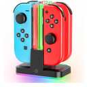 Switch Controller Charger for 4 Joycons with 9 RGB Light Modes, Joy con Charger Stand with LED Indicators, Switch Charging Dock Station for Joycon Charging (Not for Joycon 2)