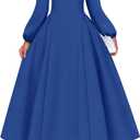 ZESICA Women's Long Sleeve Midi Dresses 2026 Fall Square Neck Swing A Line Wedding Guest Evening Prom Dress (Blue, M)