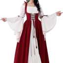 Spooktacular Creations Halloween Renaissance Costume Women, Renaissance Corset Dress, Plus Size Medieval Chemise for Cosplay (X-Large, Burgundy)