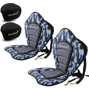Universal Deluxe Kayak Seat Cushion with Storage Bag for Kayak,Padded Boat,SUP,Canoe,Fishing Boat,Seats with 4 Adjustable Straps (2 Pack Blue)